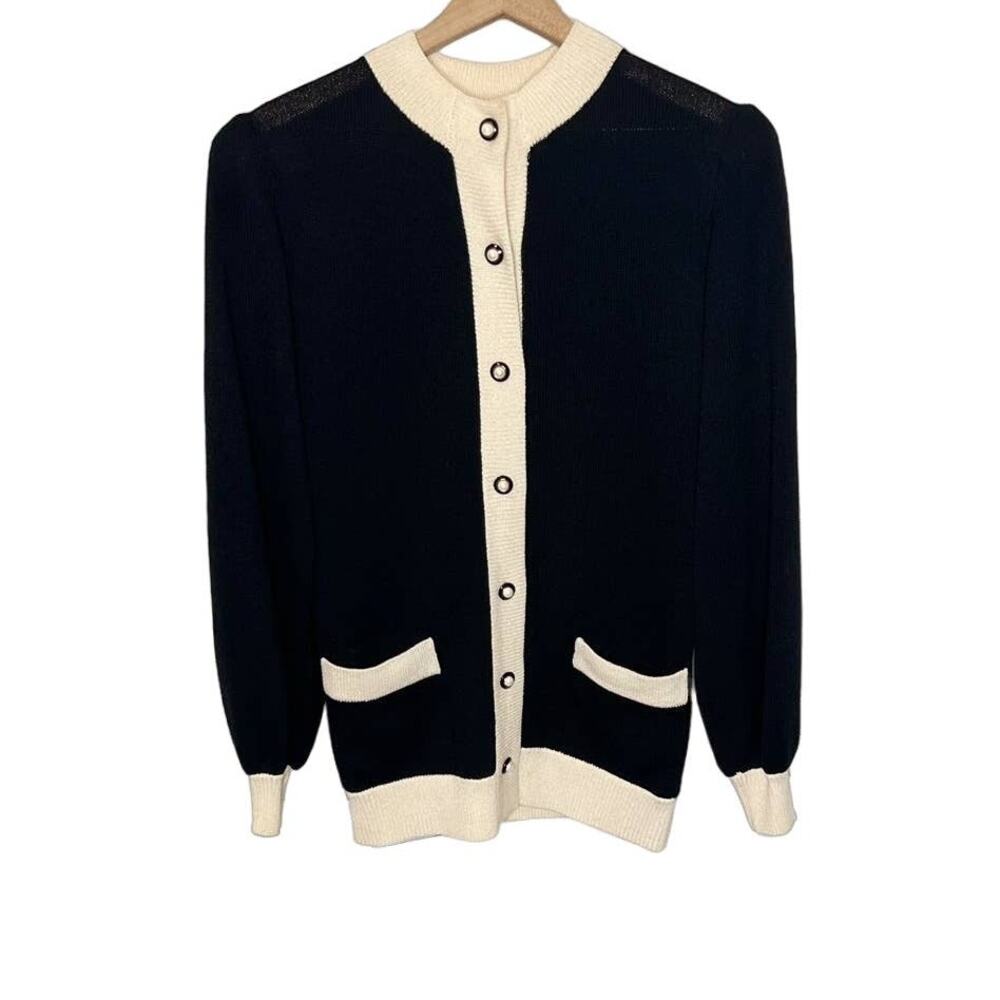 ST. JOHN SPORTWEAR P Women's Button Front Santana Knit Long Blazer Jacket Black